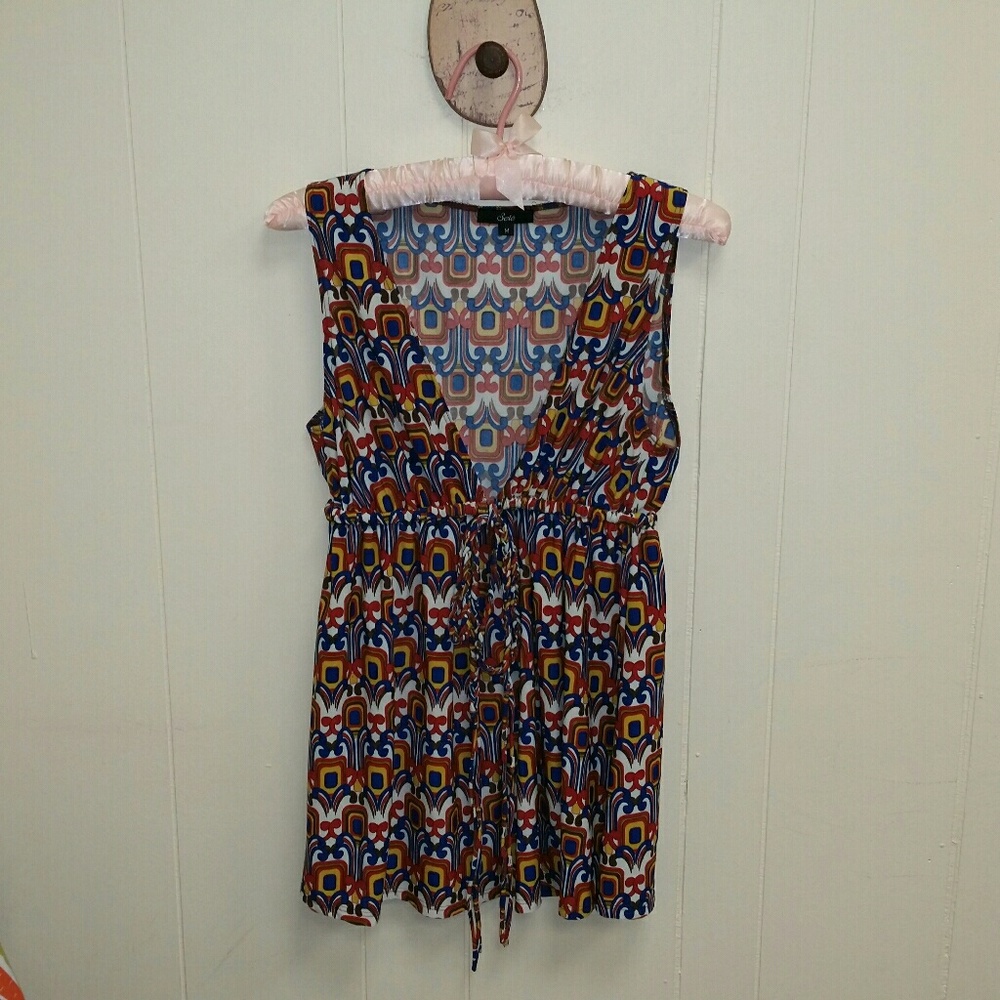 Designer Sele' Multi-color summer top, Sz M - Picture 2 of 8